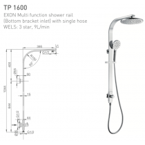 ECT EXON Multi Function Shower Rail (Bottom bracket inlet) with single hose